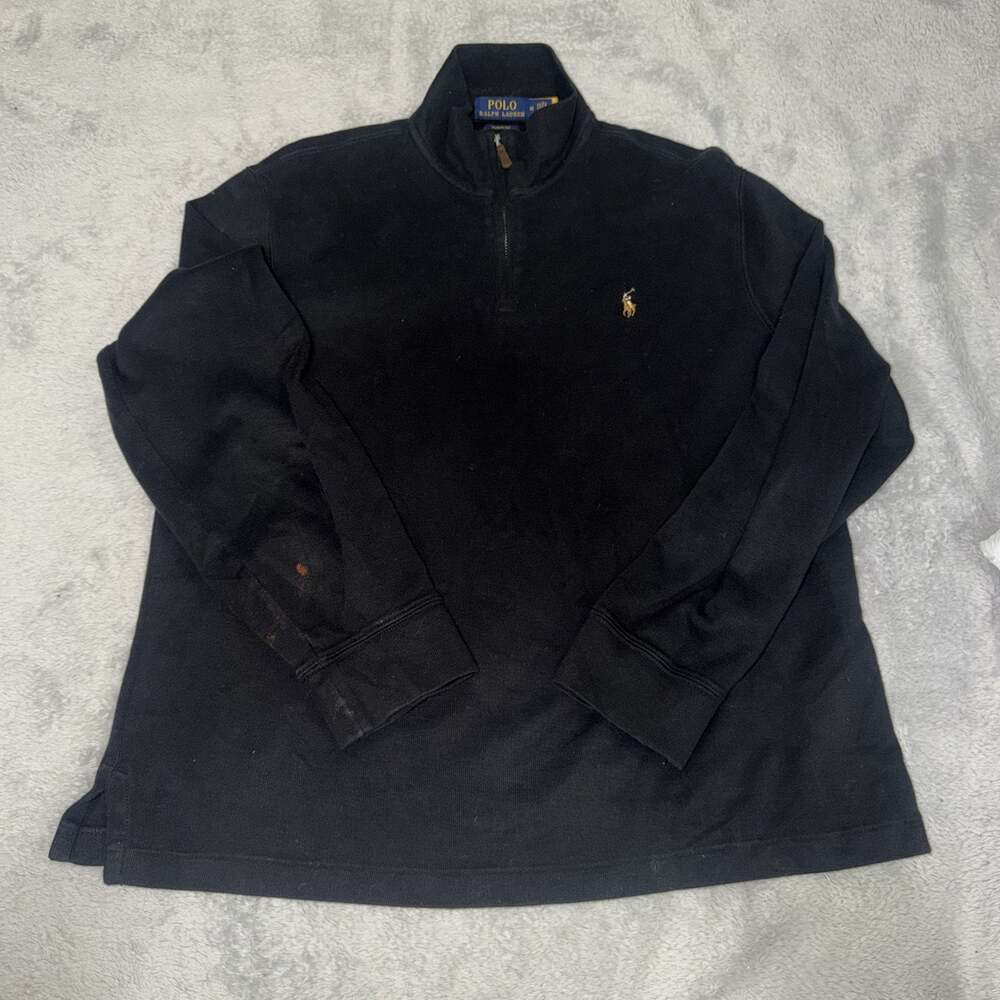 Polo Ralph Lauren Estate Rib Quarter Zip Pullover Mens Medium Black Pony
